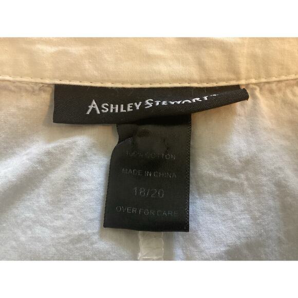 Ashley Stewart dress ruched sleeve white 100% cotton plus size 18 - Picture 6 of 6